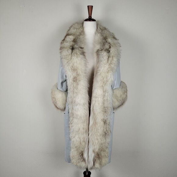 Unbranded Jackets & Blazers - [SOLD]Vintage Leather Jacket Womens Large Winter White Fur Trim Penny Lane